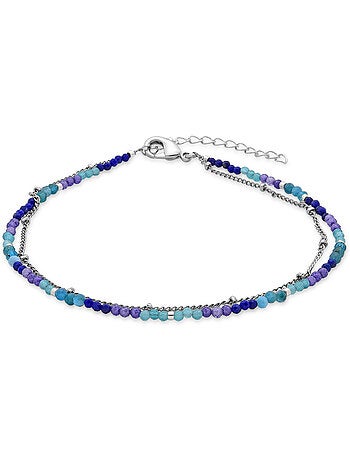 Luxenter Bracelet de cheville en cristal bleu foncé plaqué rhodium - Miwa