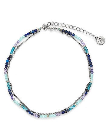 Luxenter Bracelet de cheville en cristal bleu foncé plaqué rhodium - Miwa