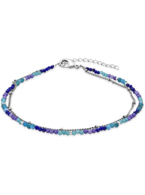 Luxenter Bracelet de cheville en cristal bleu foncé plaqué rhodium - Miwa - Kiabi