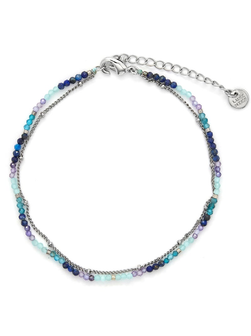 Luxenter Bracelet de cheville en cristal bleu foncé plaqué rhodium - Miwa Bleu - Kiabi