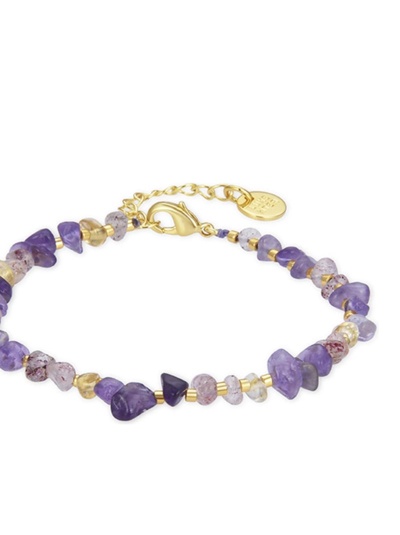 Luxenter Bracelet de pierres naturelles multicolores en or jaune 18 carats Multicolore - Kiabi