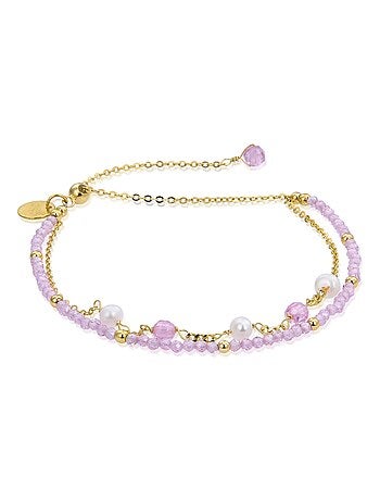 Luxenter Bracelet en argent 925 avec cristal rose et plaqué or 18k - Rius