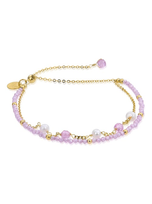 Luxenter Bracelet en argent 925 avec cristal rose et plaqué or 18k - Rius - Kiabi