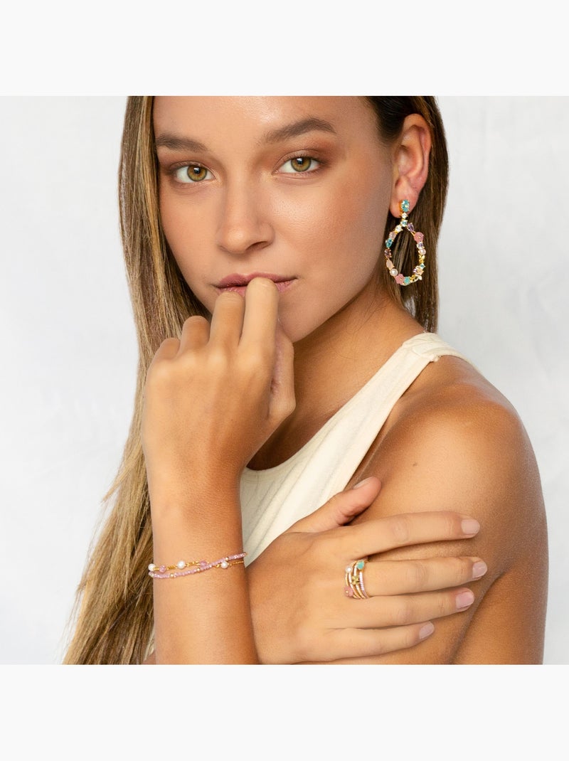 Luxenter Bracelet en argent 925 avec cristal rose et plaqué or 18k - Rius Rose - Kiabi