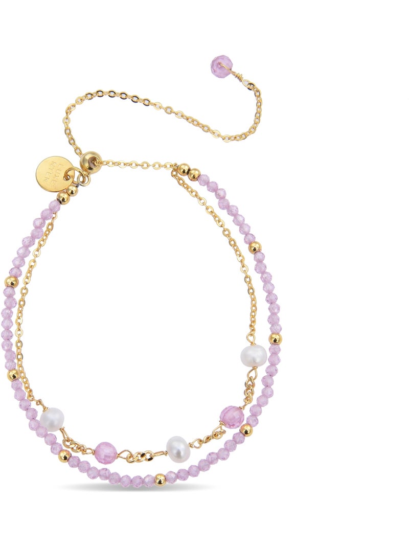Luxenter Bracelet en argent 925 avec cristal rose et plaqué or 18k - Rius Rose - Kiabi