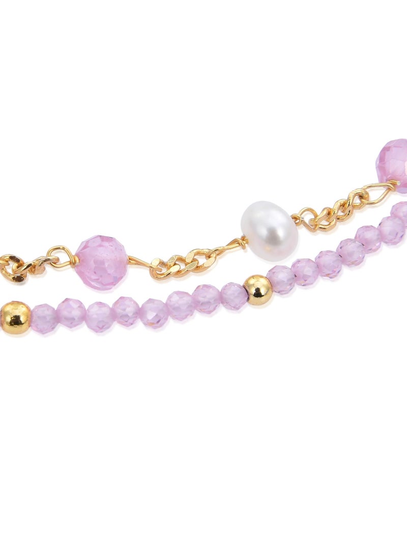 Luxenter Bracelet en argent 925 avec cristal rose et plaqué or 18k - Rius Rose - Kiabi
