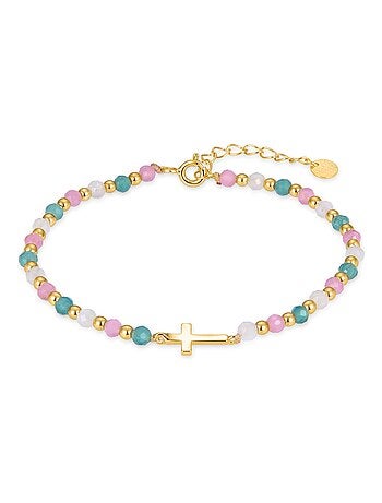 Luxenter Bracelet en argent 925 avec cristaux multicolores finis en or jaune 18K - Liwa