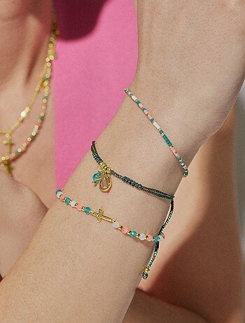 Luxenter Bracelet en argent 925 avec cristaux multicolores finis en or jaune 18K - Liwa