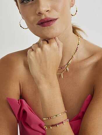 Luxenter Bracelet en argent 925 avec cristaux multicolores finis et plaqué or 18k - Noi