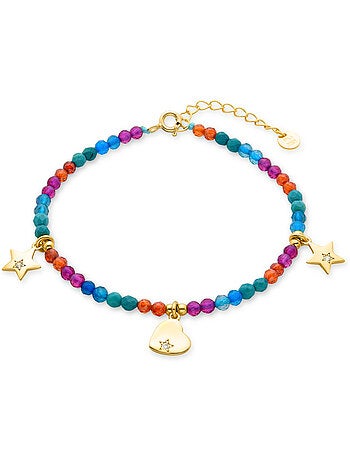 Luxenter Bracelet en argent 925 avec cristaux multicolores finis et plaqué or 18k - Sten