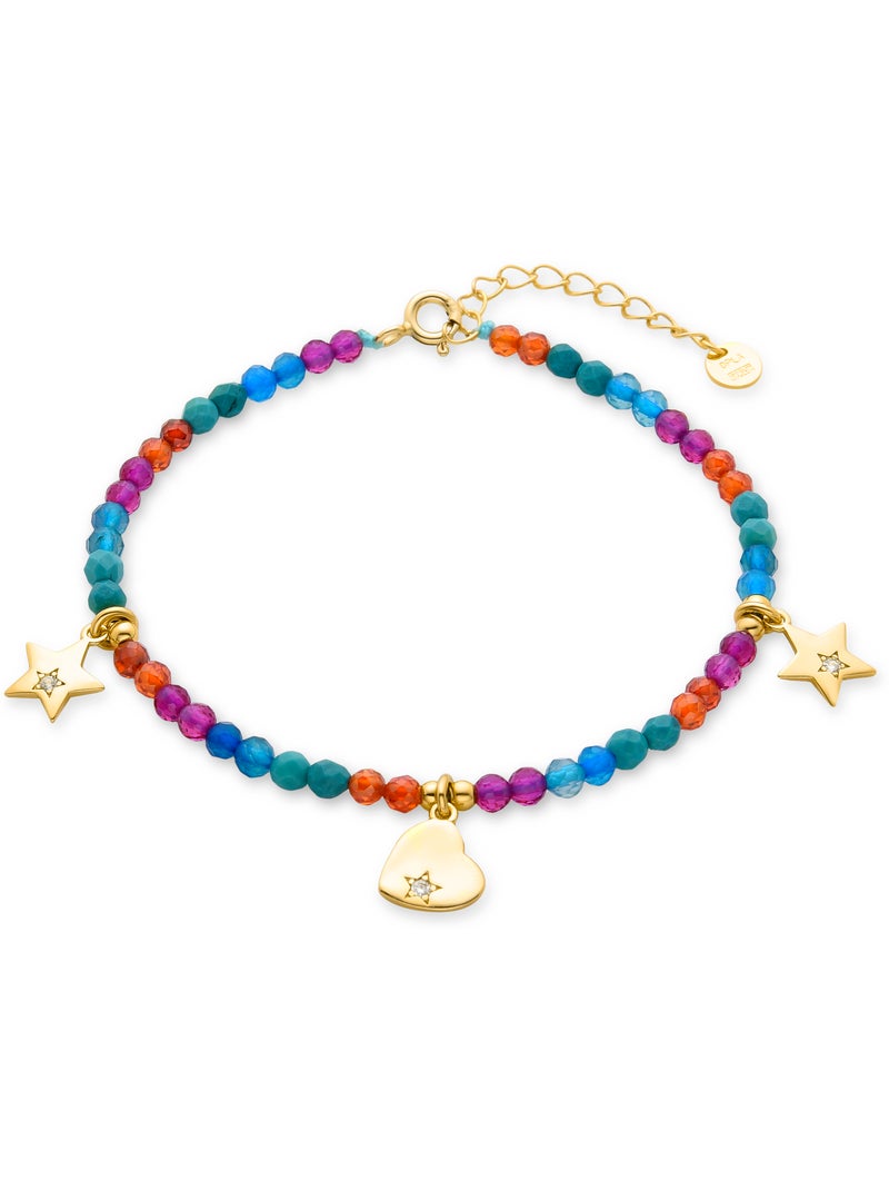 Luxenter Bracelet en argent 925 avec cristaux multicolores finis et plaqué or 18k - Sten Multicolore - Kiabi