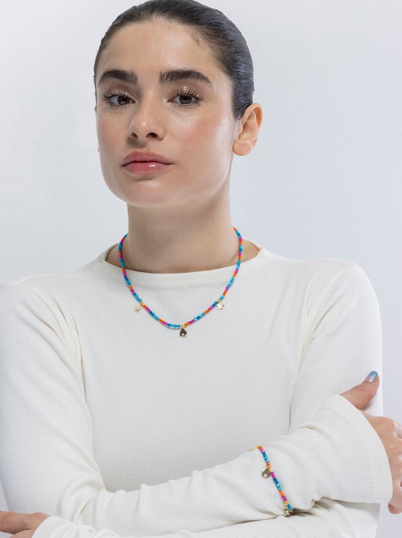 Luxenter Bracelet en argent 925 avec cristaux multicolores finis et plaqué or 18k - Sten Multicolore - Kiabi