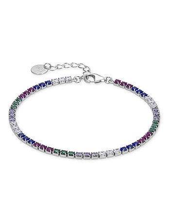 Luxenter Bracelet en argent 925 avec zircon multicolore plaqué rhodium - Tahu
