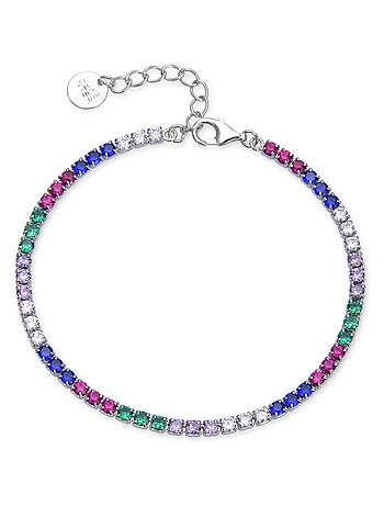 Luxenter Bracelet en argent 925 avec zircon multicolore plaqué rhodium - Tahu