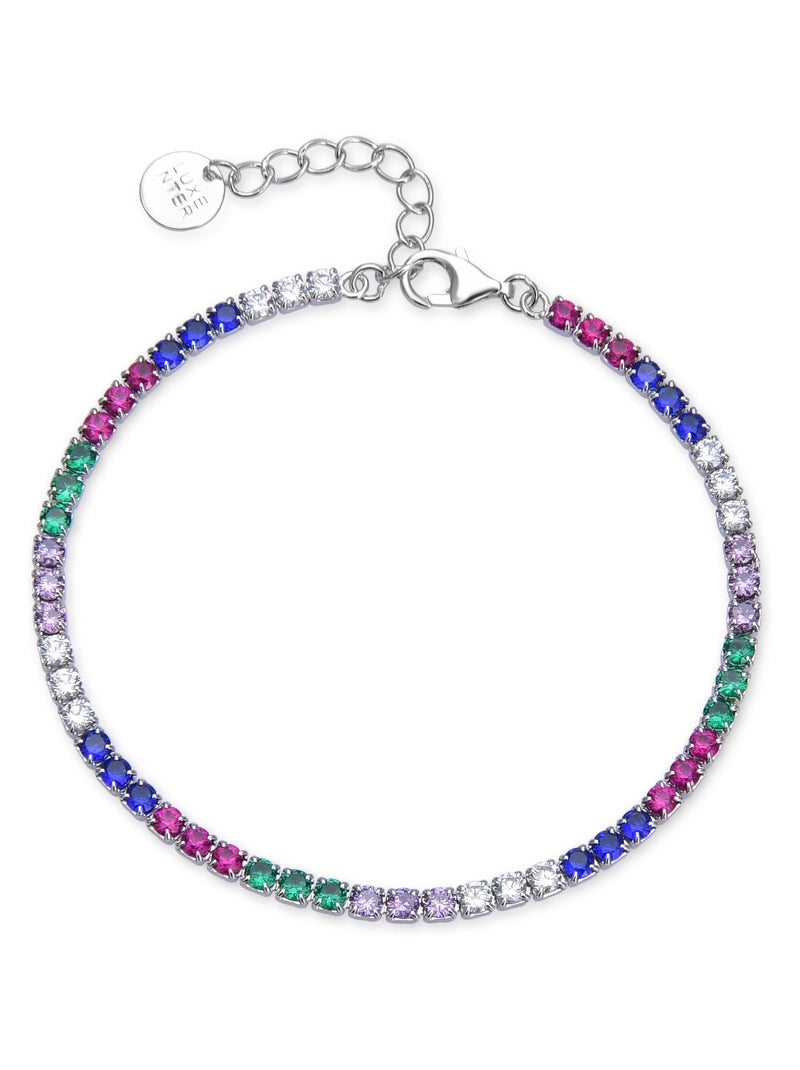 Luxenter Bracelet en argent 925 avec zircon multicolore plaqué rhodium - Tahu Multicolore - Kiabi