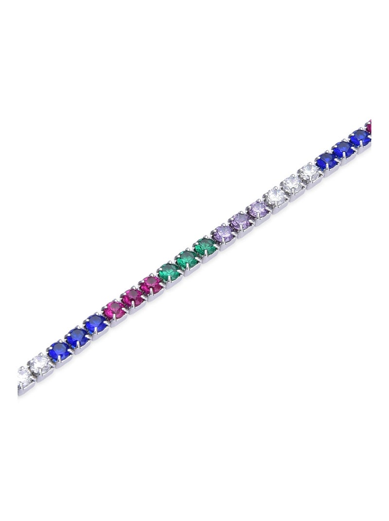 Luxenter Bracelet en argent 925 avec zircon multicolore plaqué rhodium - Tahu Multicolore - Kiabi