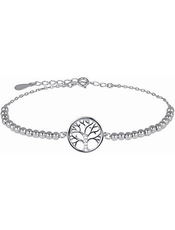 Luxenter Bracelet en argent 925 avec zirconium brillant plaqué rhodium - Arbre de vie