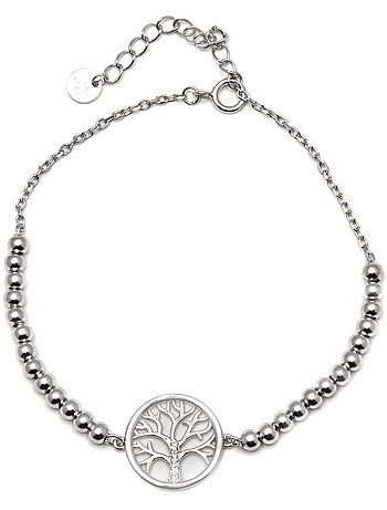 Luxenter Bracelet en argent 925 avec zirconium brillant plaqué rhodium - Arbre de vie