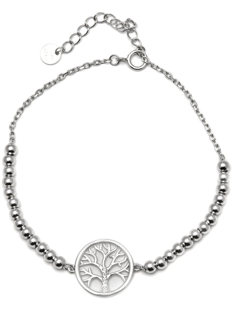 Luxenter Bracelet en argent 925 avec zirconium brillant plaqué rhodium - Arbre de vie Argenté - Kiabi