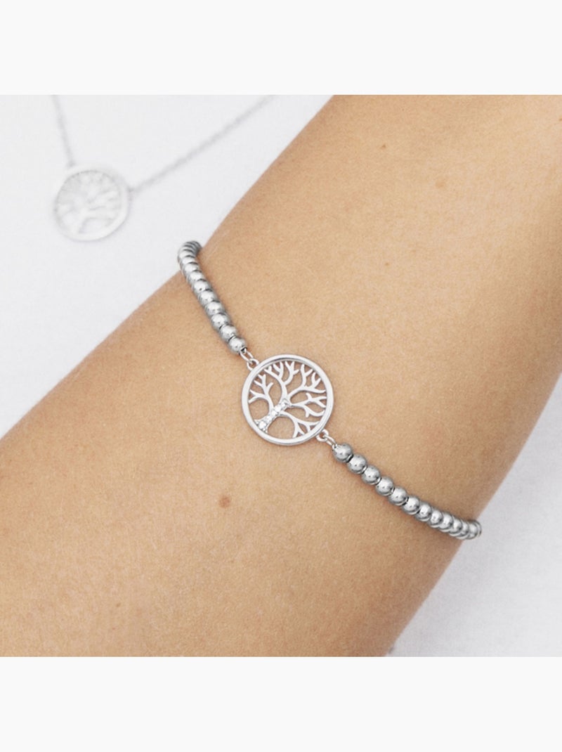 Luxenter Bracelet en argent 925 avec zirconium brillant plaqué rhodium - Arbre de vie Argenté - Kiabi