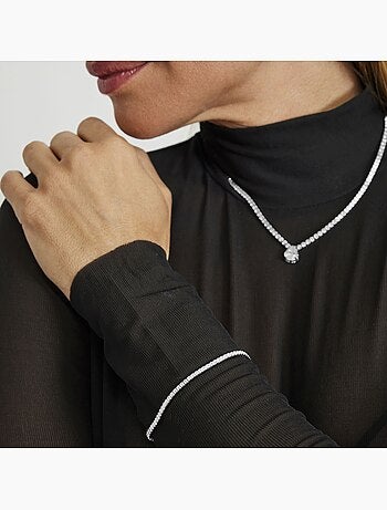Luxenter Bracelet en argent 925 avec zirconium brillant plaqué rhodium - Oty