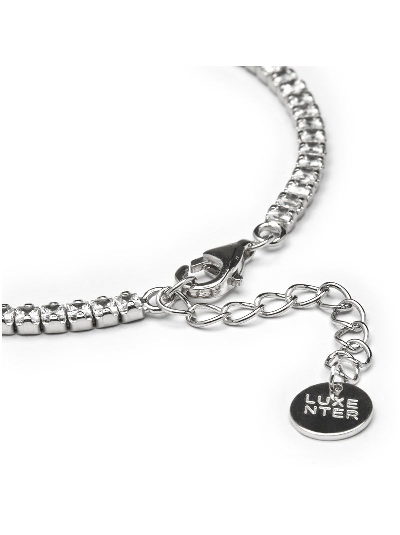 Luxenter Bracelet en argent 925 avec zirconium brillant plaqué rhodium - Oty Blanc - Kiabi