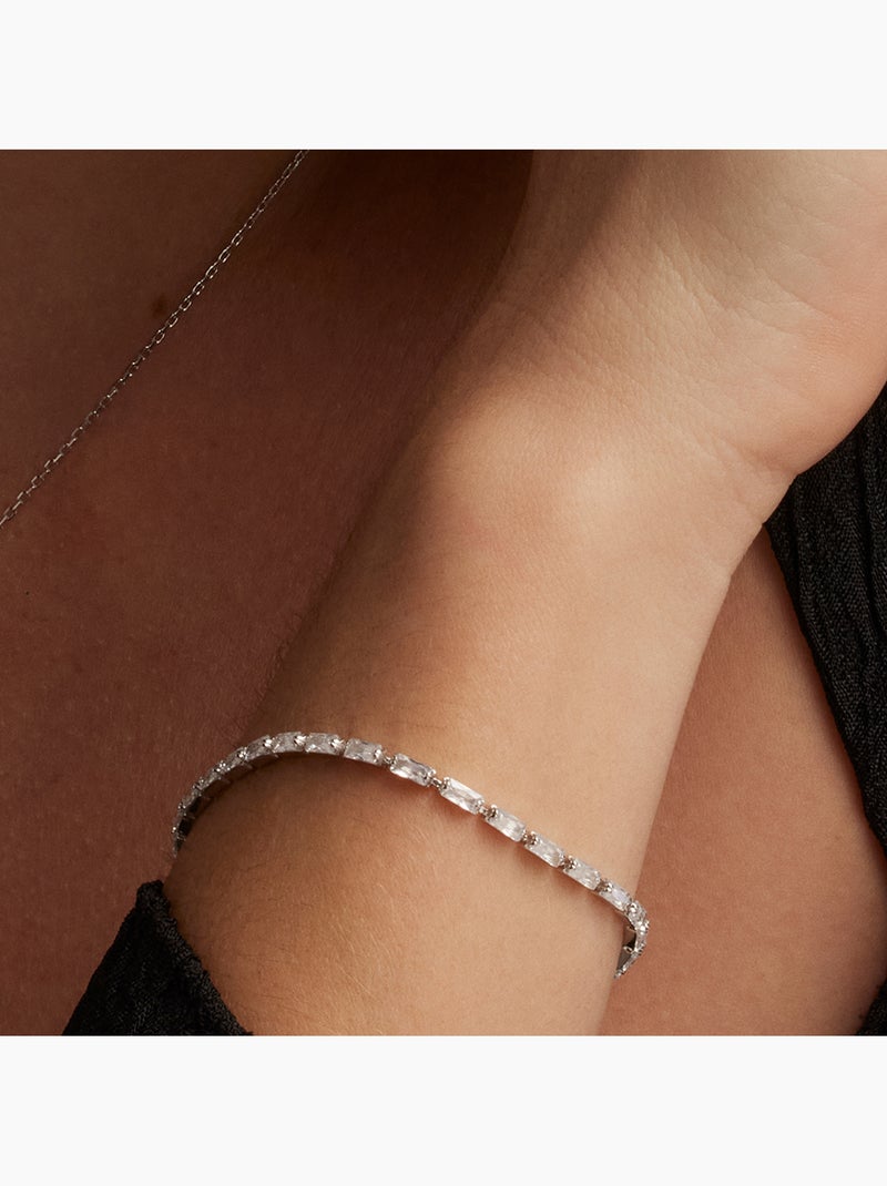 Luxenter Bracelet en argent 925 avec zircons brillants plaqués rhodium - Alku Argent - Kiabi
