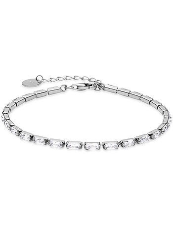 Luxenter Bracelet en argent 925 avec zircons brillants plaqués rhodium - Alku