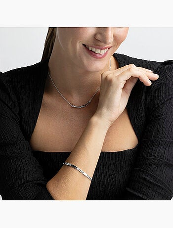 Luxenter Bracelet en argent 925 avec zircons brillants plaqués rhodium - Amim