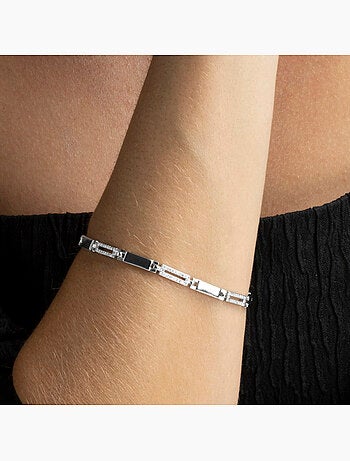 Luxenter Bracelet en argent 925 avec zircons brillants plaqués rhodium - Amim