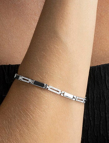 Luxenter Bracelet en argent 925 avec zircons brillants plaqués rhodium - Amim
