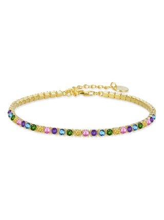 Luxenter Bracelet en argent 925 avec zircons multicolores finis en or jaune 18K - Tahu