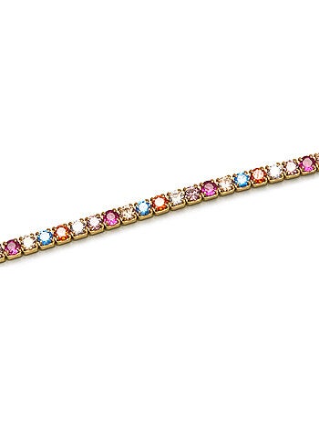 Luxenter Bracelet en argent 925 avec zircons multicolores finis en or jaune 18K - Tahu