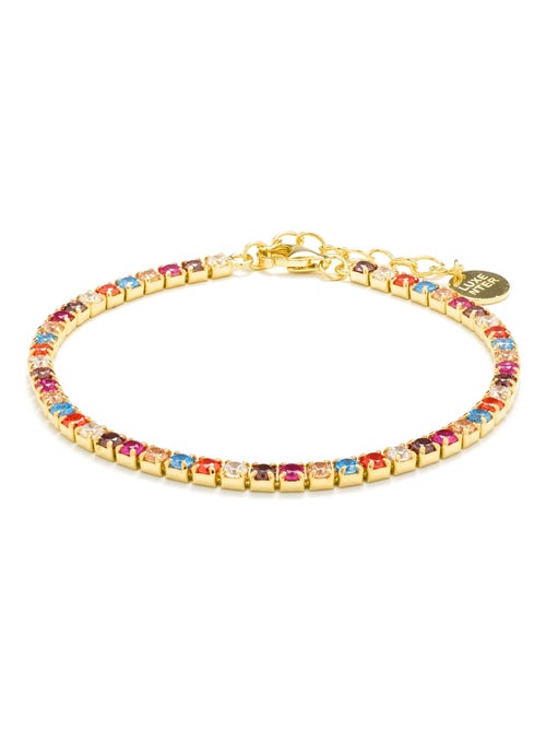 Luxenter Bracelet en argent 925 avec zircons multicolores finis en or jaune 18K - Tahu - Kiabi