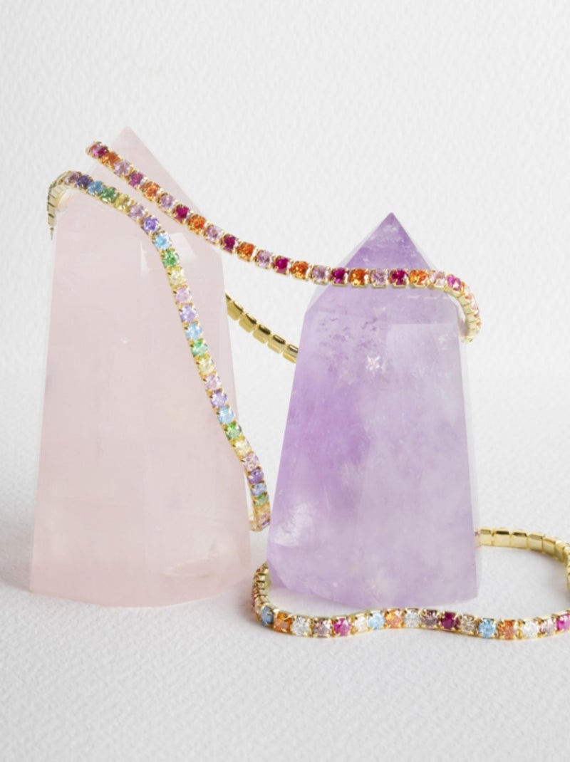 Luxenter Bracelet en argent 925 avec zircons multicolores finis en or jaune 18K - Tahu Multicolore - Kiabi