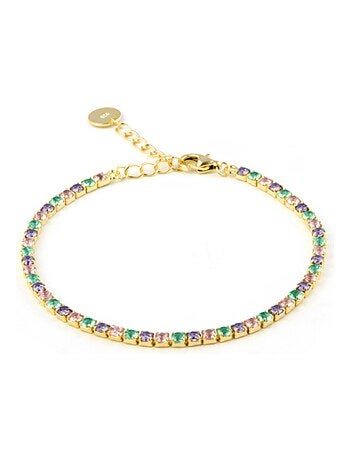 Luxenter Bracelet en argent 925 avec zircons multicolores finis en or jaune 18K - Tahu