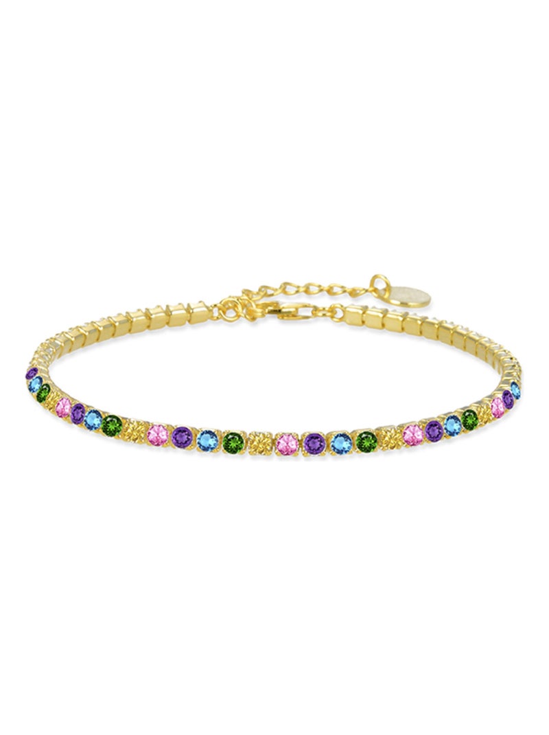 Luxenter Bracelet en argent 925 avec zircons multicolores finis et plaqué or 18k - Tahu Multicolore - Kiabi