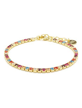 Luxenter Bracelet en argent 925 avec zircons multicolores finis et plaqué or 18k - Tahu