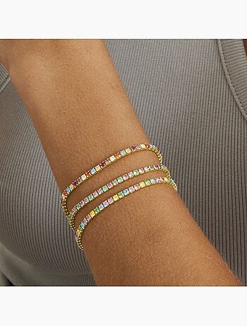 Luxenter Bracelet en argent 925 avec zircons multicolores finis et plaqué or 18k - Tahu