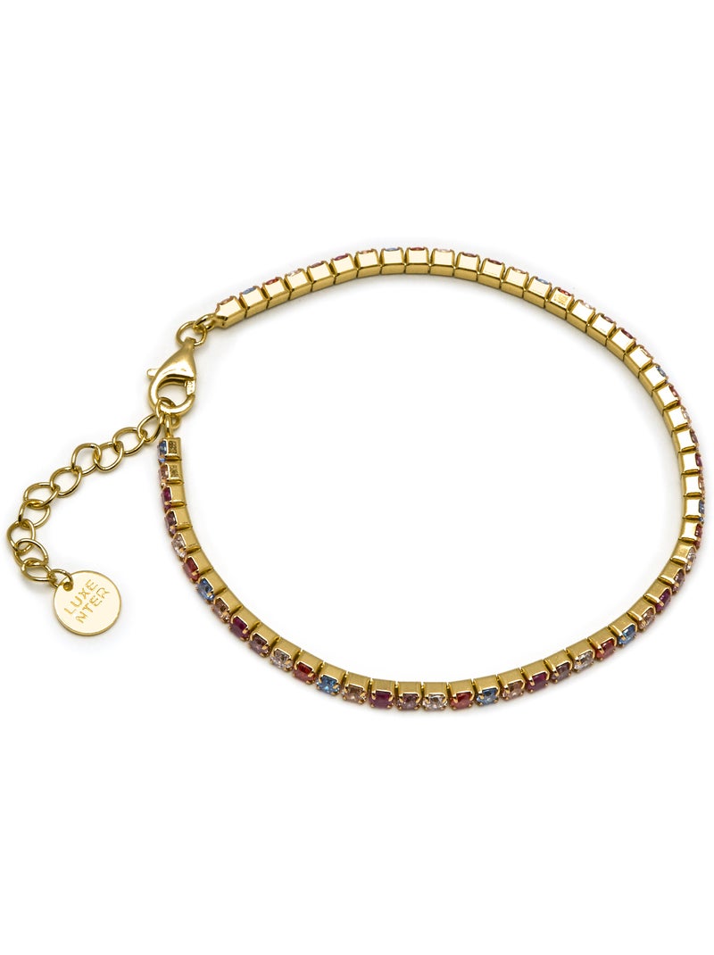 Luxenter Bracelet en argent 925 avec zircons multicolores finis et plaqué or 18k - Tahu Multicolore - Kiabi