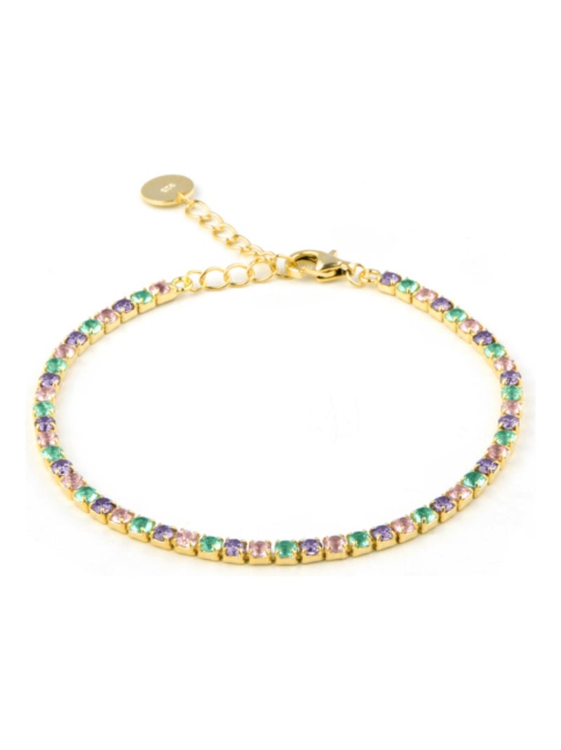 Luxenter Bracelet en argent 925 avec zircons multicolores finis et plaqué or 18k - Tahu Multicolore - Kiabi