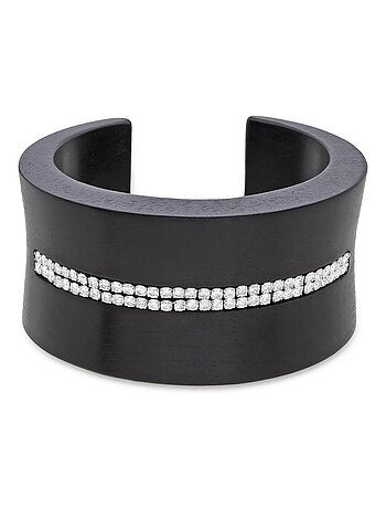 Luxenter Bracelet en argent 925 et bois noir rhodié - Kocon
