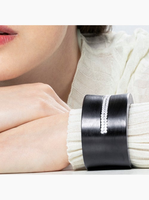 Luxenter Bracelet en argent 925 et bois noir rhodié - Kocon - Kiabi