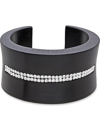 Luxenter Bracelet en argent 925 et bois noir rhodié - Kocon