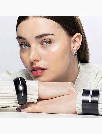 Luxenter Bracelet en argent 925 et bois noir rhodié - Kocon