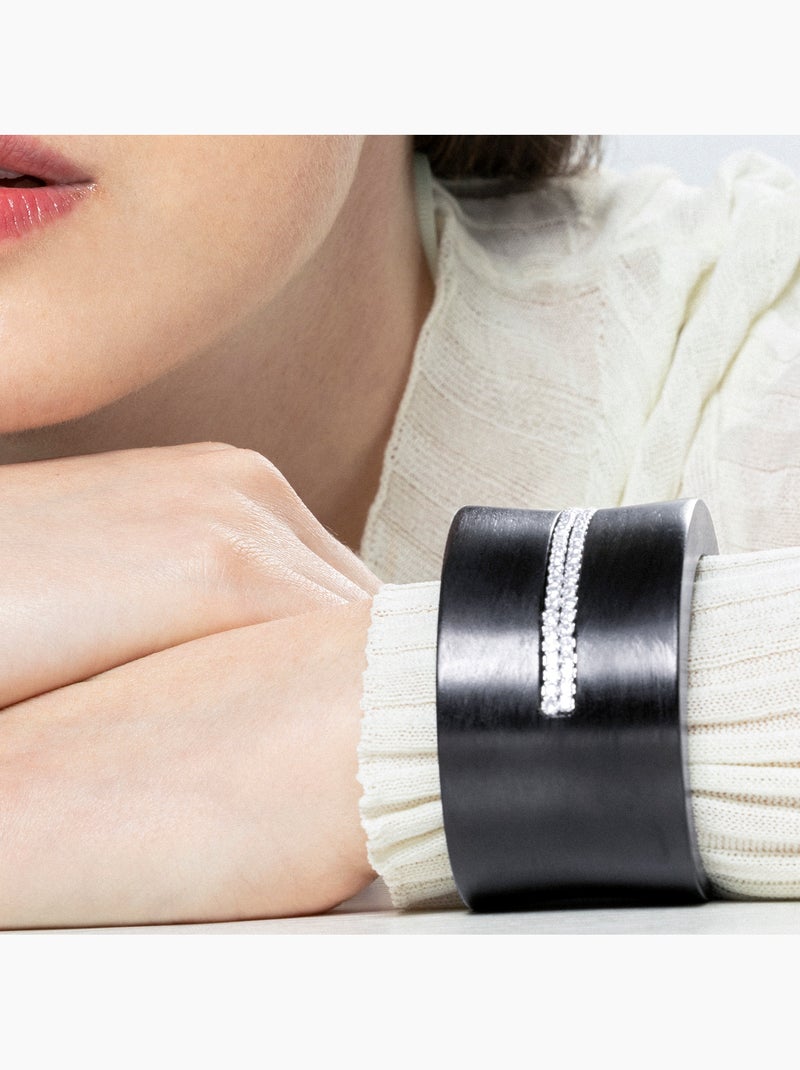 Luxenter Bracelet en argent 925 et bois noir rhodié - Kocon Noir Noir - Kiabi