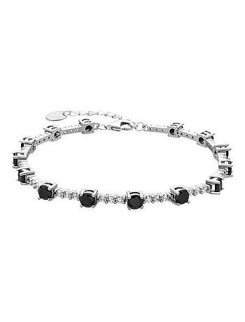 Luxenter Bracelet en argent 925 et zircon onyx rhodié - Kirith