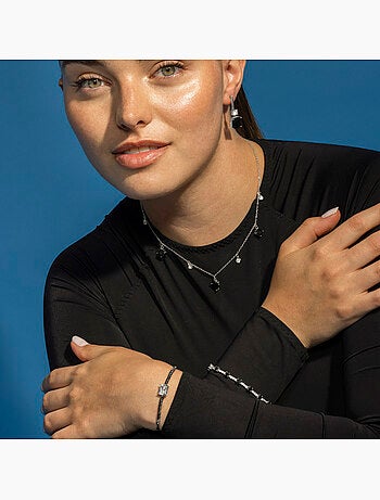 Luxenter Bracelet en argent 925 et zircon onyx rhodié - Kirith