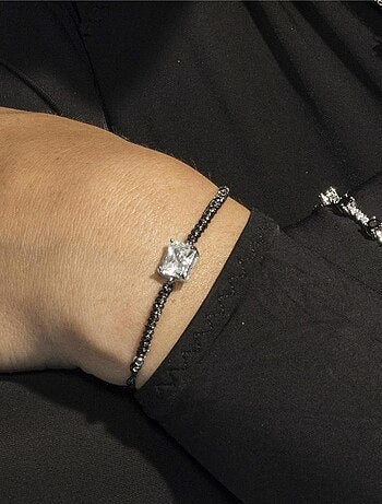 Luxenter Bracelet en argent 925 et zircon onyx rhodié - Kirith