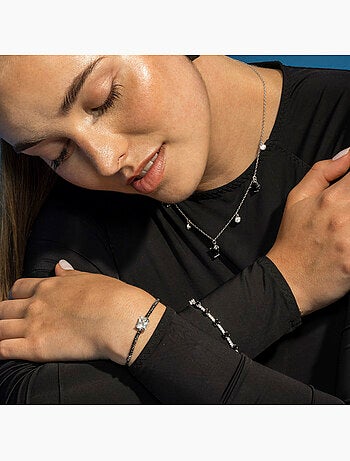 Luxenter Bracelet en argent 925 et zircon onyx rhodié - Kirith